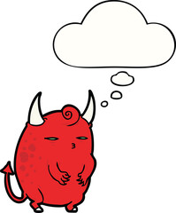 cartoon halloween devil and thought bubble