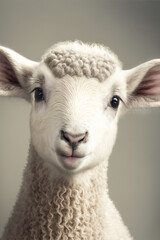 close up of a sheep - Cute Baby Sheep - Created with Generative AI technology.