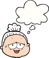 cartoon old lady and thought bubble