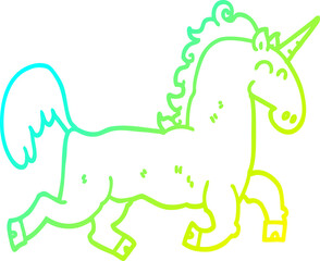 cold gradient line drawing cartoon unicorn