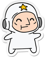 sticker cartoon of an older astronaut