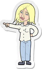 sticker of a cartoon woman pointing