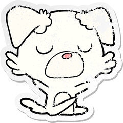 distressed sticker of a cartoon dog