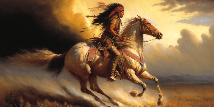 Native American Warrior On Horse