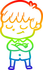 rainbow gradient line drawing cartoon happy boy
