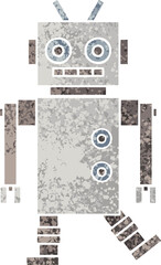 retro illustration style cartoon dancing robot