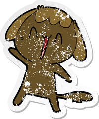distressed sticker of a cute cartoon dog
