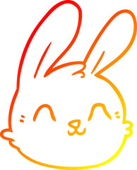 warm gradient line drawing cartoon rabbit face