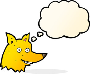 cartoon fox head with thought bubble