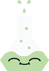 flat color retro cartoon science beaker