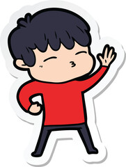 sticker of a cartoon curious boy