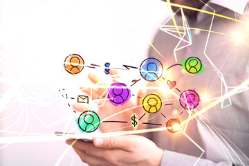 Abstract technology group and data 3d