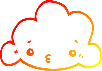 warm gradient line drawing cute cartoon cloud