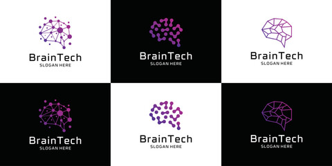 technology brain logo template, smart logo technology solutions logo