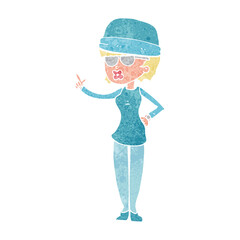 cartoon woman wearing winter hat