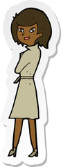 sticker of a cartoon woman in trench coat