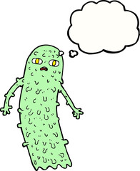 cartoon spooky ghost with thought bubble