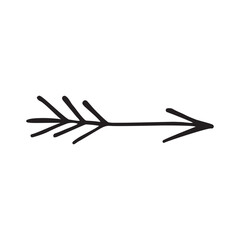 Vector black arrow doodle style isolated on white background