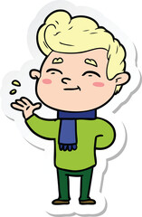 sticker of a happy cartoon man