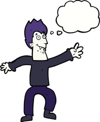 cartoon vampire with thought bubble