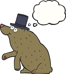 thought bubble cartoon bear in top hat