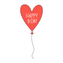 Red balloon happy birthday. Ballon isolated on white background. Happy birthday and party concept. Flat style vector illustration.