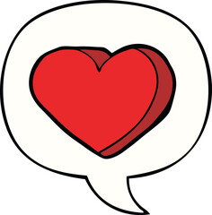 cartoon love heart and speech bubble
