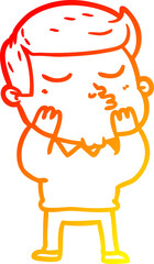 warm gradient line drawing cartoon model guy pouting