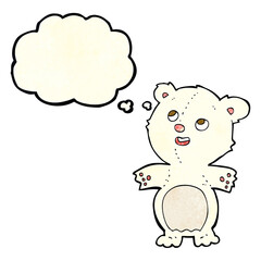 Fototapeta premium cartoon happy little polar bear with thought bubble