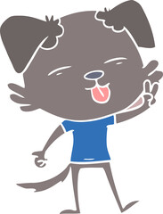flat color style cartoon dog sticking out tongue