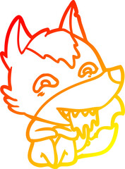 warm gradient line drawing cartoon hungry wolf