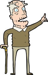 cartoon old man with walking stick