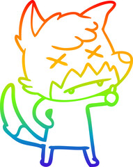 rainbow gradient line drawing cartoon dead fox