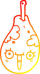 warm gradient line drawing cartoon fresh pear