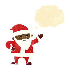cartoon santa claus with thought bubble