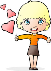 cartoon woman in live