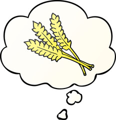 cartoon wheat and thought bubble in smooth gradient style