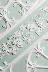 White gypsum bas-relief design details with vine pattern,