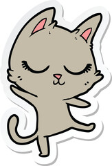 sticker of a calm cartoon cat