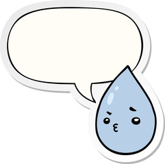 cartoon cute raindrop and speech bubble sticker