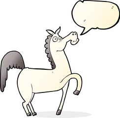 funny cartoon horse with speech bubble