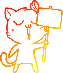 warm gradient line drawing cartoon cat