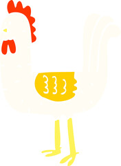 flat color illustration cartoon cockerel