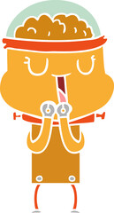 happy flat color style cartoon robot