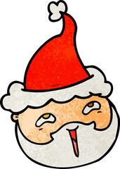 textured cartoon of a male face with beard wearing santa hat