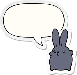 cute cartoon rabbit and speech bubble sticker