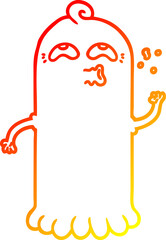 warm gradient line drawing cartoon ghost
