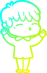 cold gradient line drawing cartoon curious boy