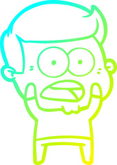 cold gradient line drawing cartoon shocked man