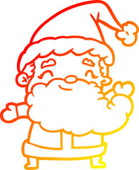 warm gradient line drawing santa claus